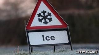 Ice warning sign