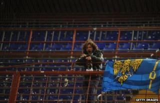 Arrigo Brovedani in the away supporters' end of Sampdoria's stadium