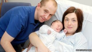 Jay McVey and Emma Gerrard with their daughter Charlotte