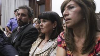 Susana Trimarco (centre) hears the verdict in the case