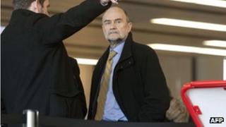 Herman Nackaerts at Vienna airport ahead of his trip to Iran on Thursday