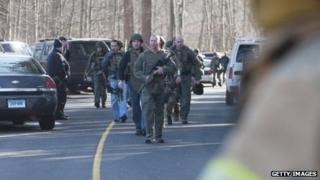 Connecticut State Police at the scene on 14 December