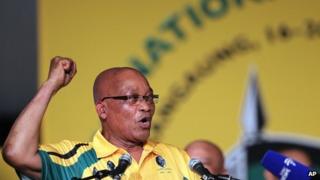 Jacob Zuma addresses delegates at the ANC conference in Manguang