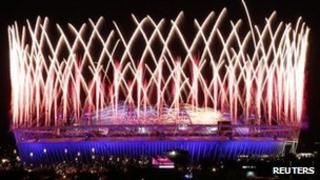 Olympic stadium during opening ceremony