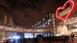 Vaclav Havel neon heart in Brussels
