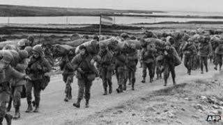 Argentine soldiers in the Falkland Islands