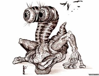 An illustration of a big bogeyman with very large eyes