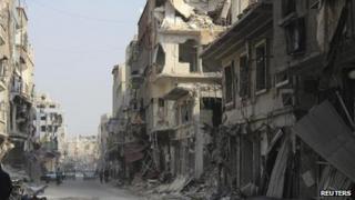 Damage to the Damascus suburb of Douma, 17 December