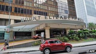 This general view shows Mount Elizabeth medical centre and hospital in Singapore on December 27, 2012.