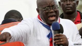 New Patriotic Party (NPP) leader Nana Akufo-Addo pictured on 11 December 2012