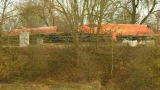 The overturned train