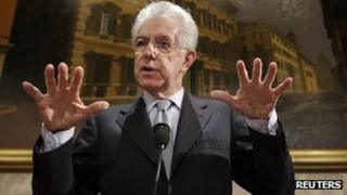 Italy's outgoing Prime Minister Mario Monti (28 Dec 2012)