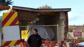The damaged substation