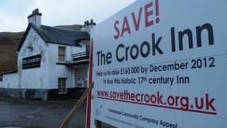 Appeal board in front of the Crook Inn