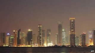 Doha's skyline at night