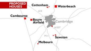 Proposed houses locations in Cambridgeshire