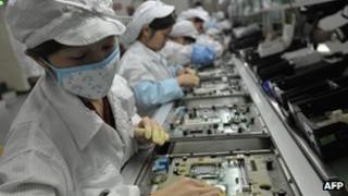 Workers at Foxconn factory in China