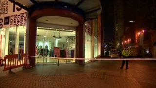 A shop and police cordon