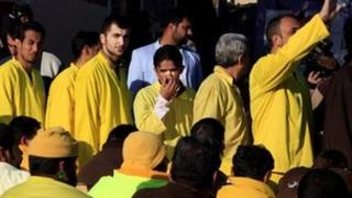 Iraqi prisoners during a release ceremony