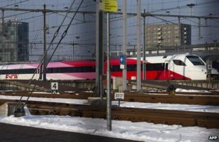 A Fyra train stand idle in Watergraafsmeer, Amsterdam, 18 January