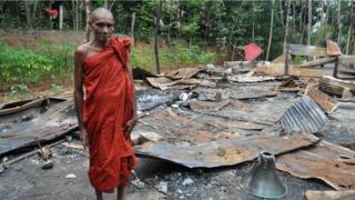 Photos of damaged Buddhist temples