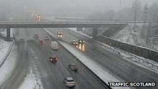 snow on M80 at Banknock