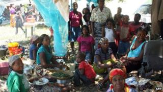 Displaced people in Chokwe, Mozambique, on 24/1/13