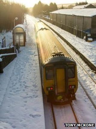 Train in the snow in Adlington