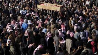 Mourners at the funerals in Fallujah