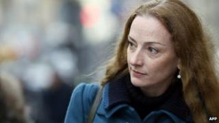 Florence Cassez leaves after a lunch with former French president Nicolas Sarkozy
