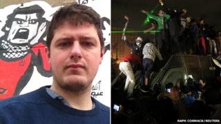 Raph Cormack and protesters in Cairo