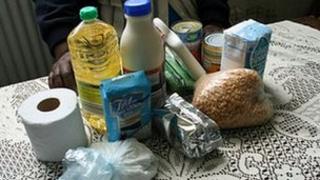 An asylum seeker food parcel