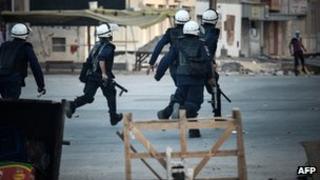 Bahrain riot police, village of Ma'ameer, 24 1 2013