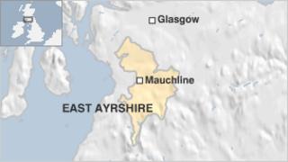Map showing Mauchline