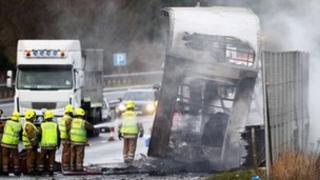 A90 lorry fire