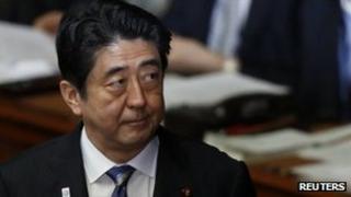 Japanese Prime Minister Shinzo Abe, seen in parliament on 5 February 2013