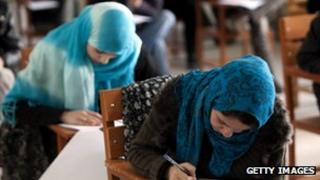 Afghan female students at Kabul university - archive picture