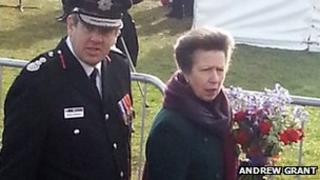 Princess Anne carrying a bouquet
