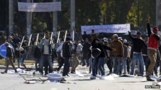 Protesters in Tunis