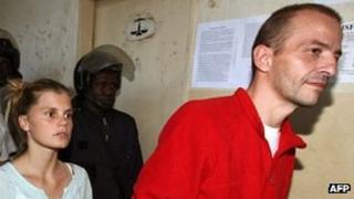 File photo taken in Chad in 2007 of, from right to left, Eric Breteau and Emilie Lelouch