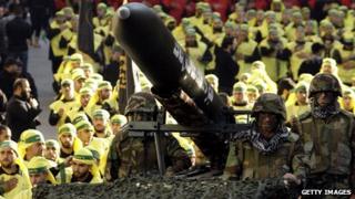 Lebanese Shiite Muslim Hezbollah militants during annual parade (28 November 2012)