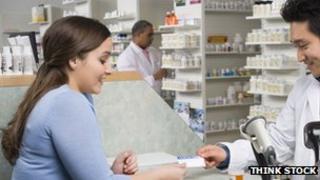 Woman in pharmacy