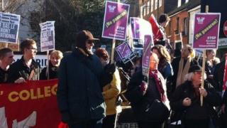 People protesting against Marine Le Pen, Cambridge