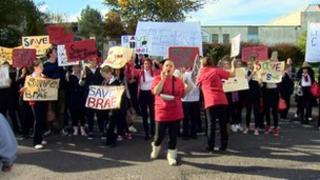 Campaigners protest against the closure of Castlebrae High