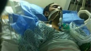 Picture from Bahrain Center 4 Human Rights said to show Mahmood Aljazeeri in a coma in hospital