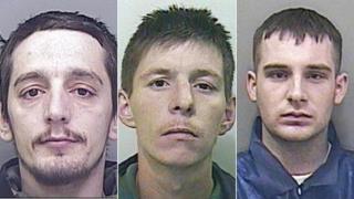(O'r chwith) Stephen Booth, Jason Morris, John Phillips