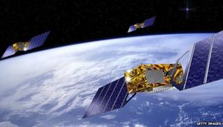 GPS satellites over Earth