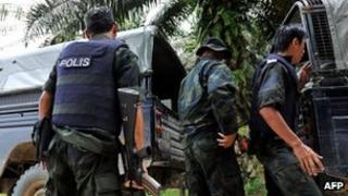 Malaysian commandos in in Tanduo village near Lahad Datu, Sabah (1 March 2013)