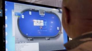 Online poker being played in Las Vegas