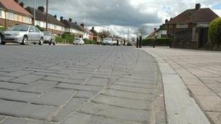Cobbled street on Gladstone Road in Northampton